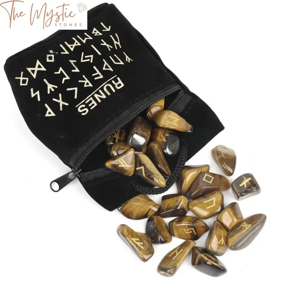 Natural Crystal Rune Stones Set - 25 Pcs