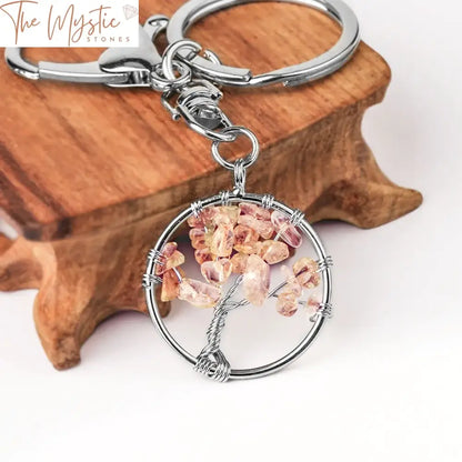 Natural Crystal Tree Of Life Keychain