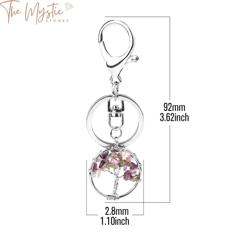 Natural Crystal Tree Of Life Keychain