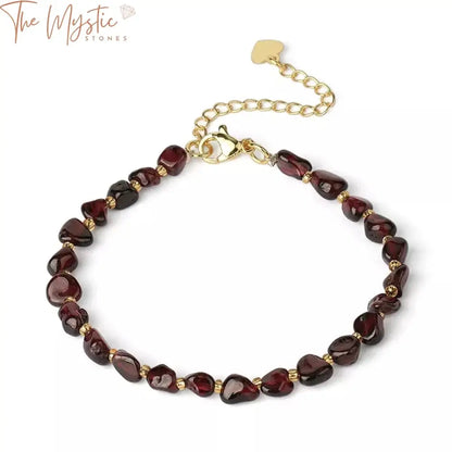 Natural Gemstone Chip Bracelet - Purple Crystal Obsidian & Garnet