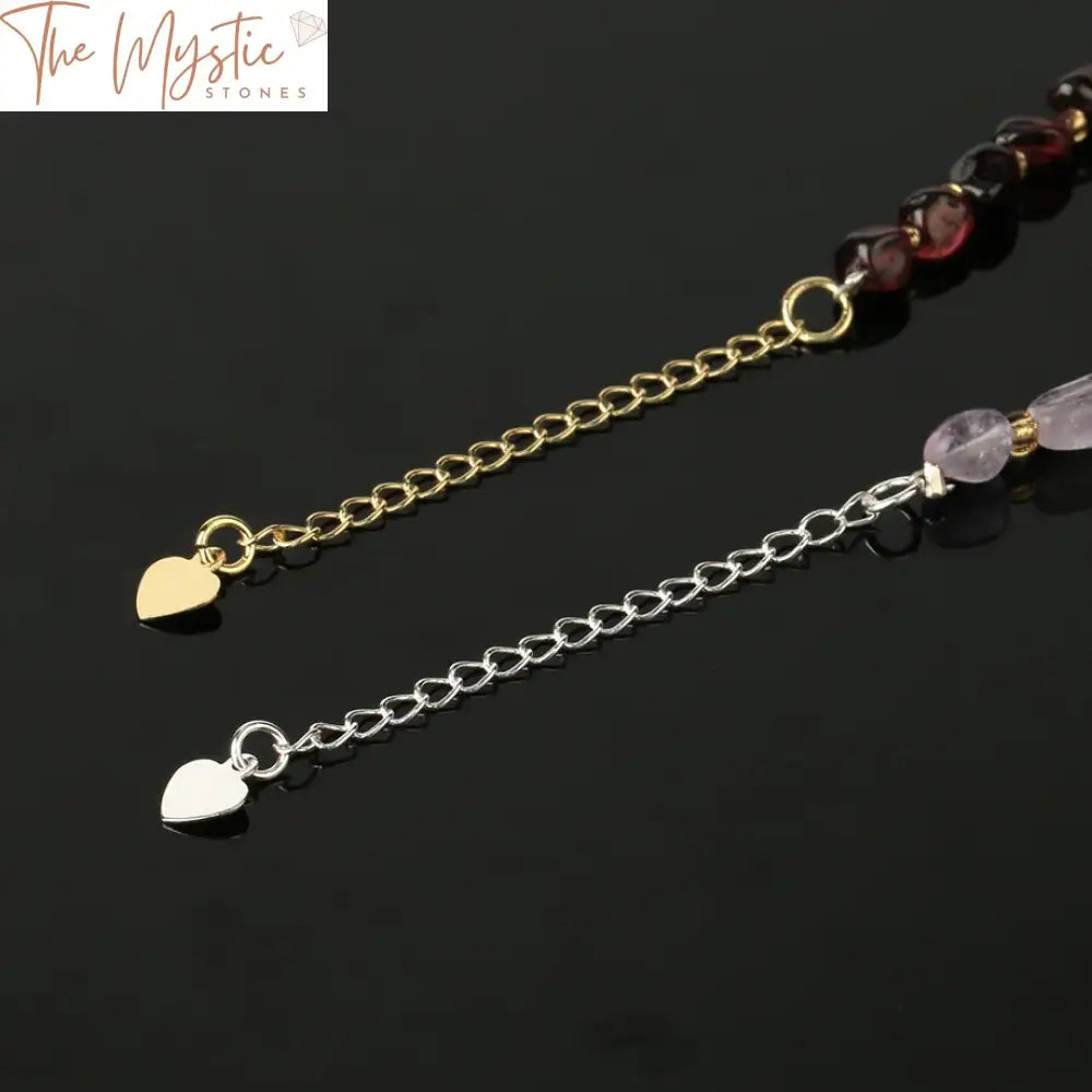 Natural Gemstone Chip Bracelet - Purple Crystal Obsidian & Garnet