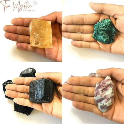 Natural Gemstone Collection: Quartz Celestine Amethyst Tourmaline & Malachite Specimens