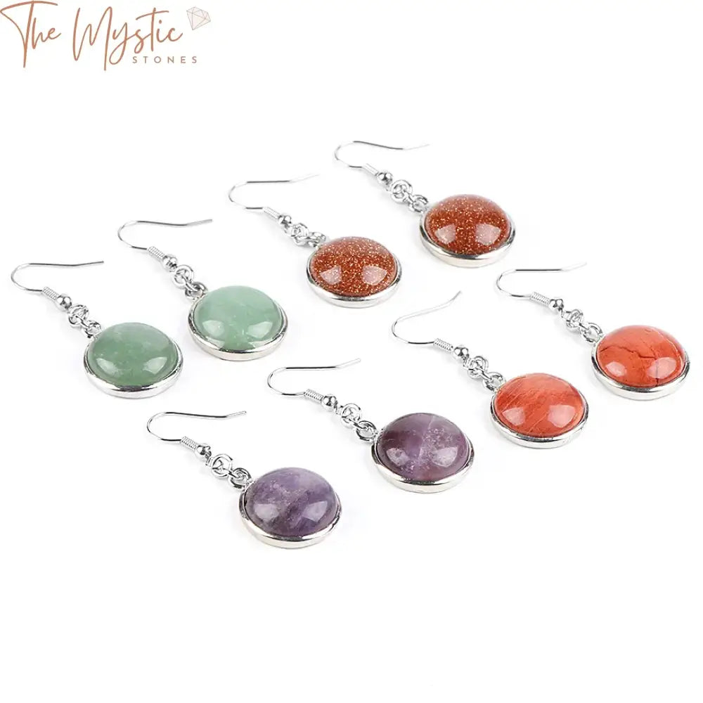 Natural Gemstone Drop Earrings