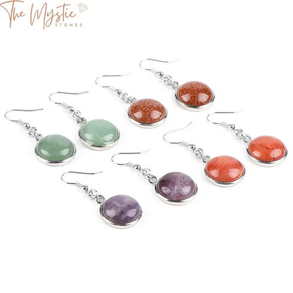 Natural Gemstone Drop Earrings