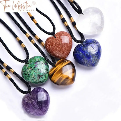 Natural Gemstone Heart Pendant