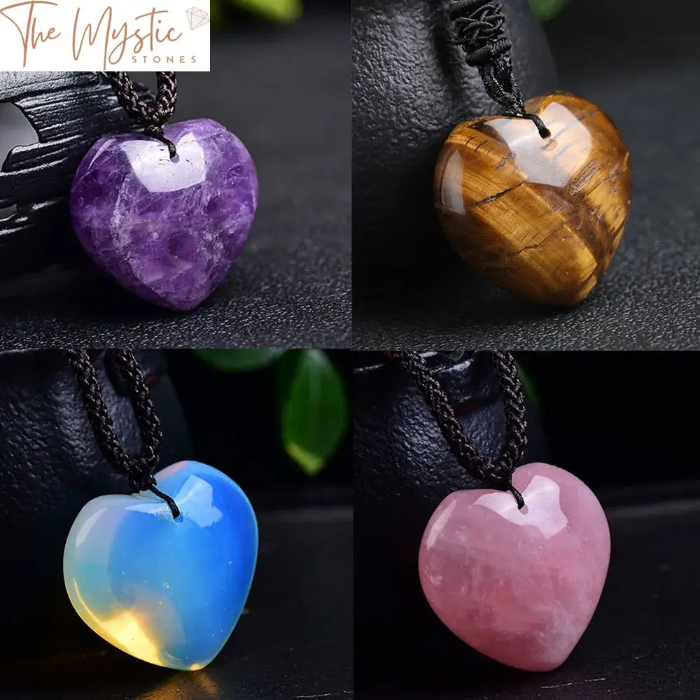 Natural Gemstone Heart Pendant