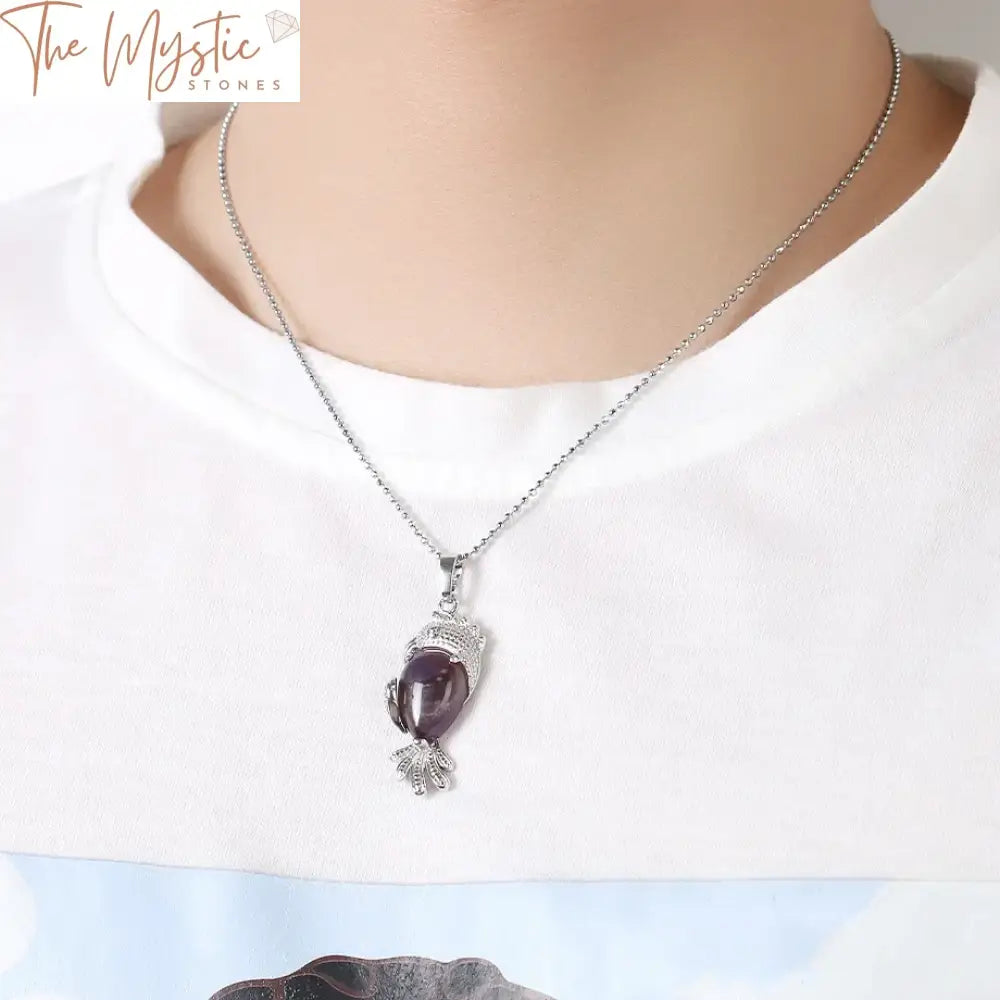 Natural Gemstone Parrot Pendant Necklace