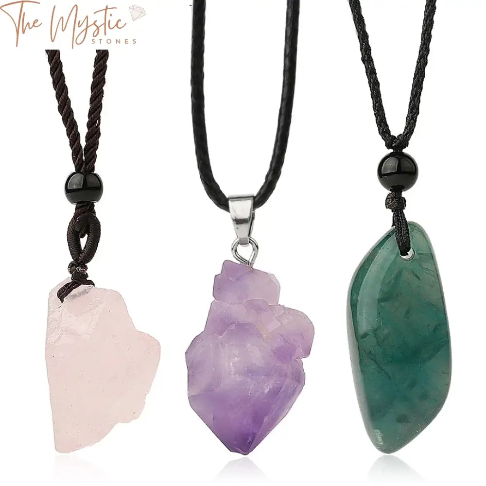 Natural Healing Stone Pendant - Quartz & Fluorite