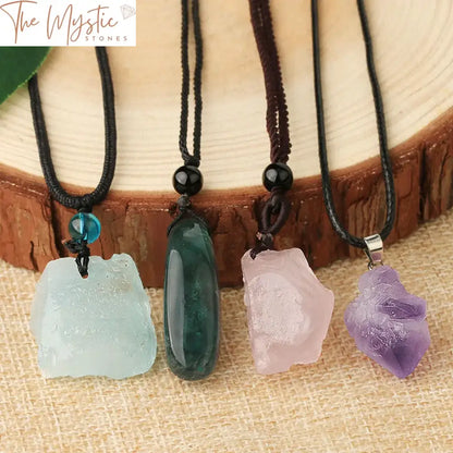 Natural Healing Stone Pendant - Quartz & Fluorite