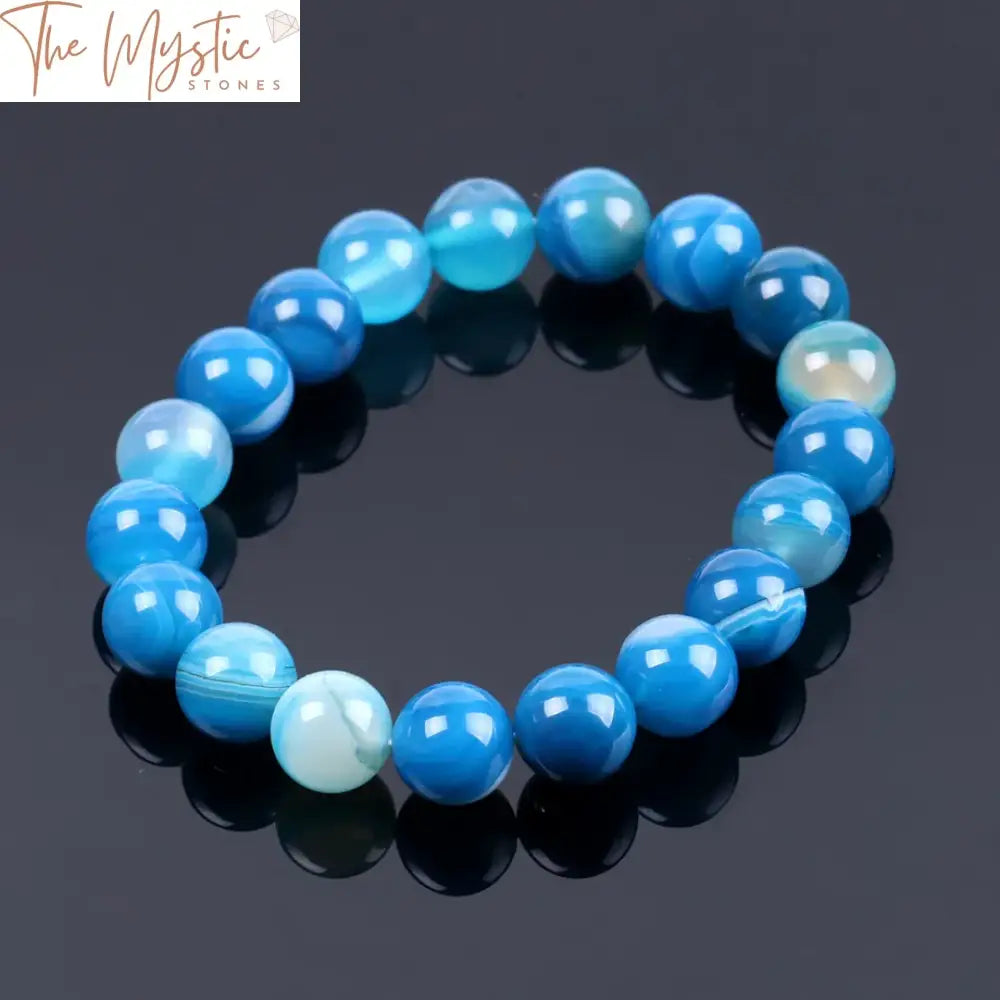 Natural Onyx 10Mm Mala Bracelet In Dyed Blue