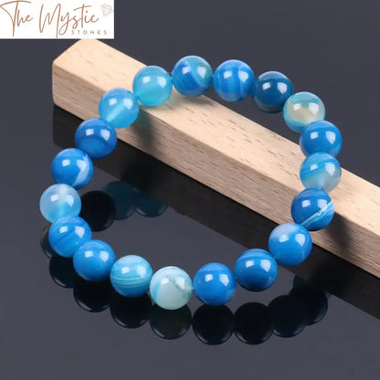 Natural Onyx 10Mm Mala Bracelet In Dyed Blue