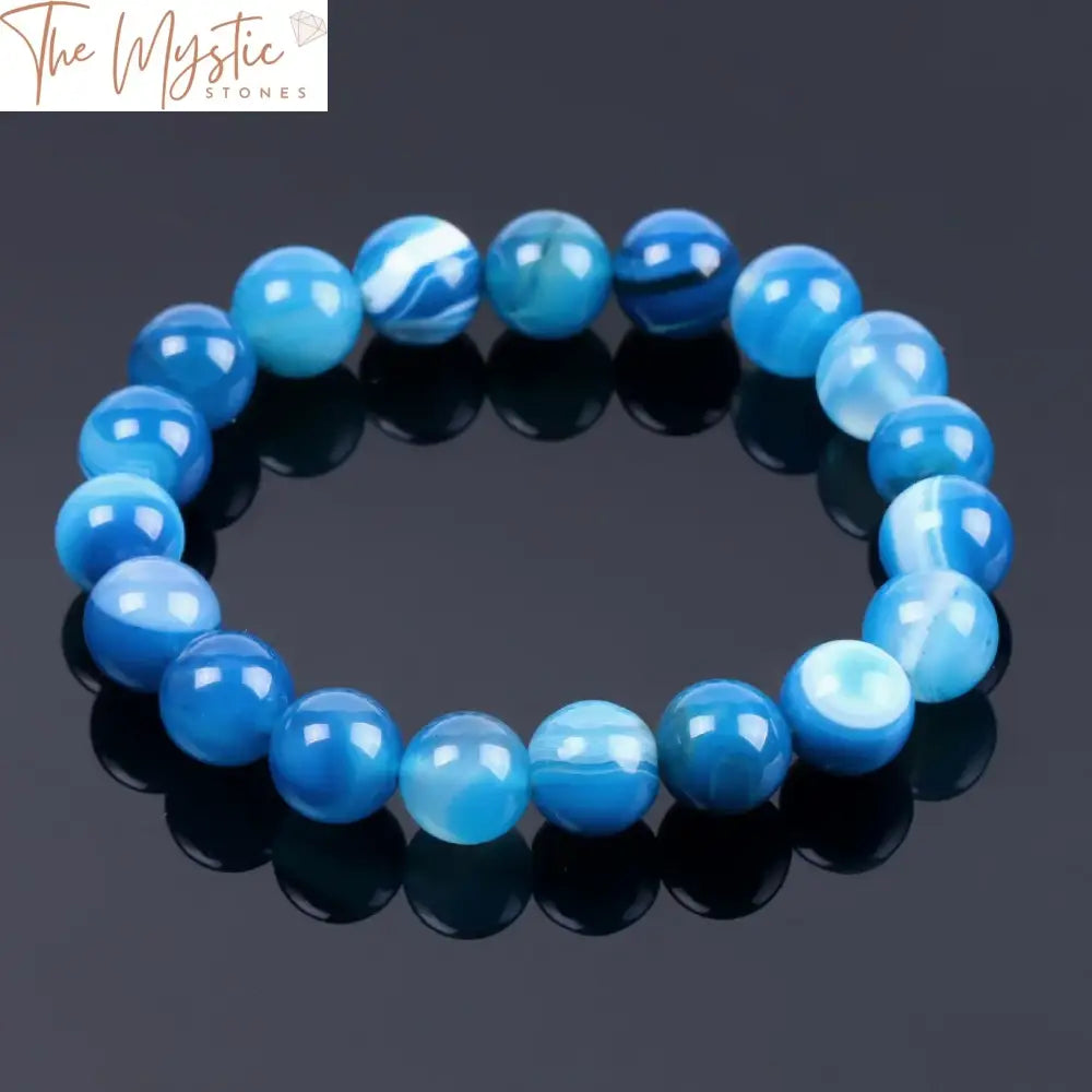 Natural Onyx 10Mm Mala Bracelet In Dyed Blue