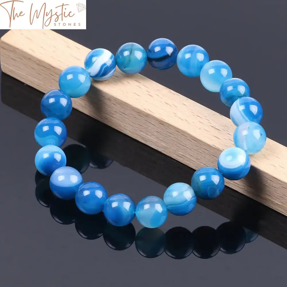 Natural Onyx 10Mm Mala Bracelet In Dyed Blue