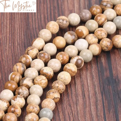 Natural Picture Stone Round Beads