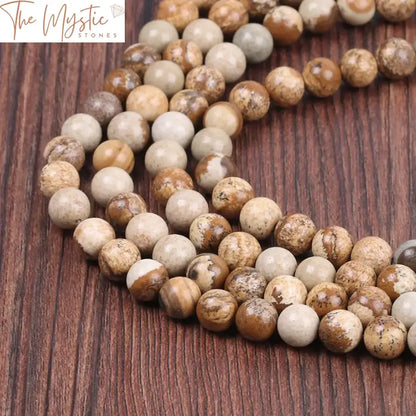 Natural Picture Stone Round Beads