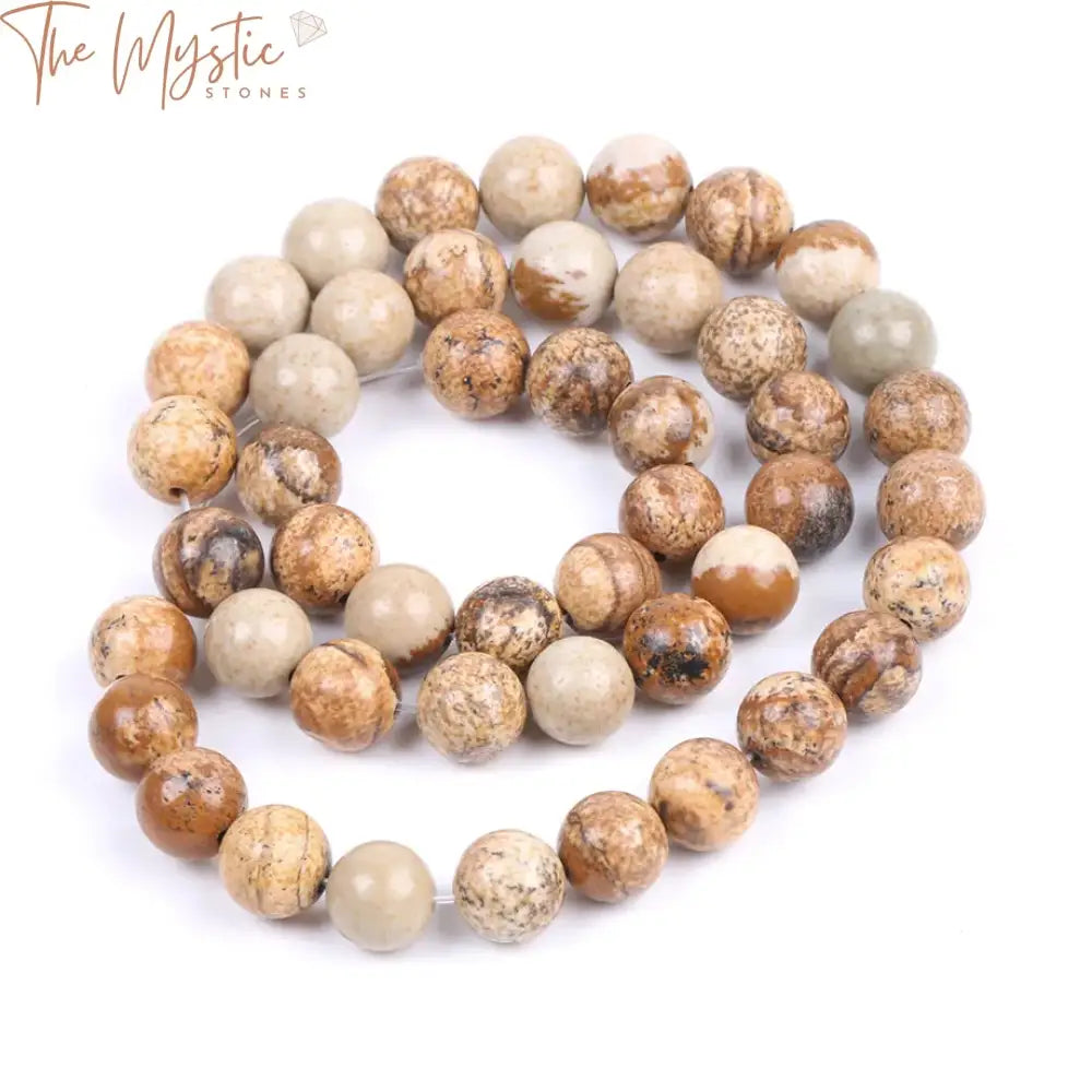 Natural Picture Stone Round Beads