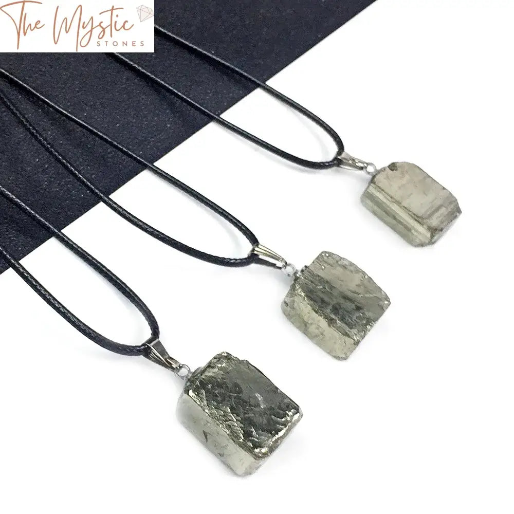 Natural Pyrite Pendant Irregular Shiny Ore Mineral Fool’s Stone Iron Rough Specimen Gem Necklace