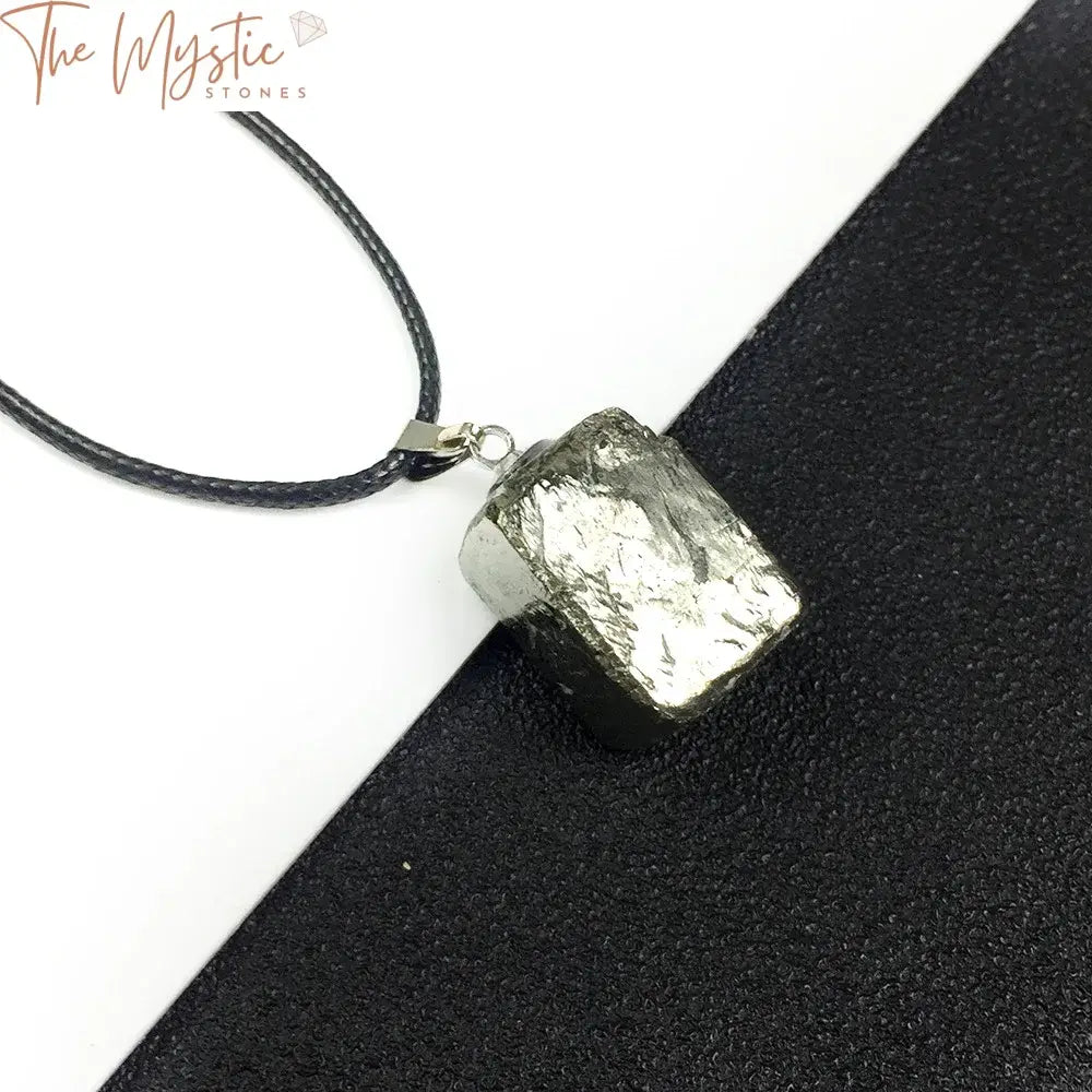 Natural Pyrite Pendant Irregular Shiny Ore Mineral Fool’s Stone Iron Rough Specimen Gem Necklace