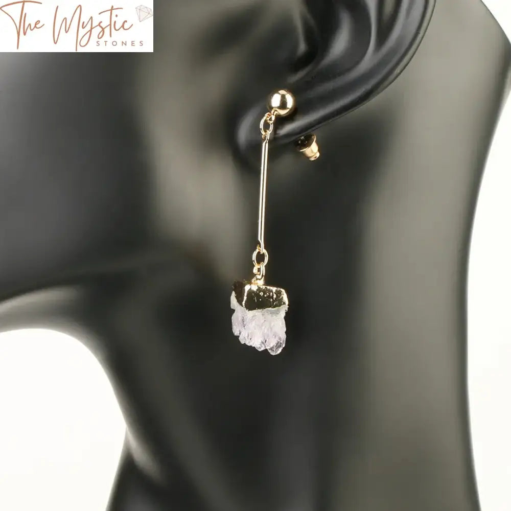 Natural Quartz Crystal Druse Dangle Earrings