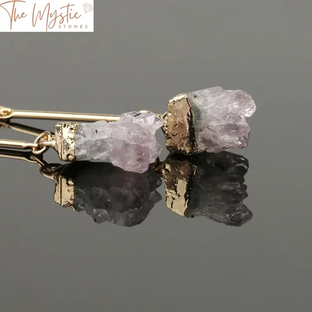 Natural Quartz Crystal Druse Dangle Earrings