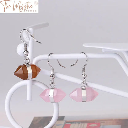 Natural Quartz Hexagonal Healing Crystal Earrings