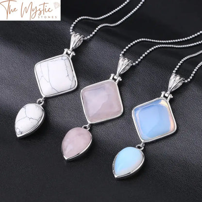 Natural Quartz Water Drop Pendant Necklace