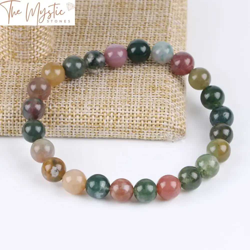 Natural Stone Bead Bracelet - Agate & Onyx