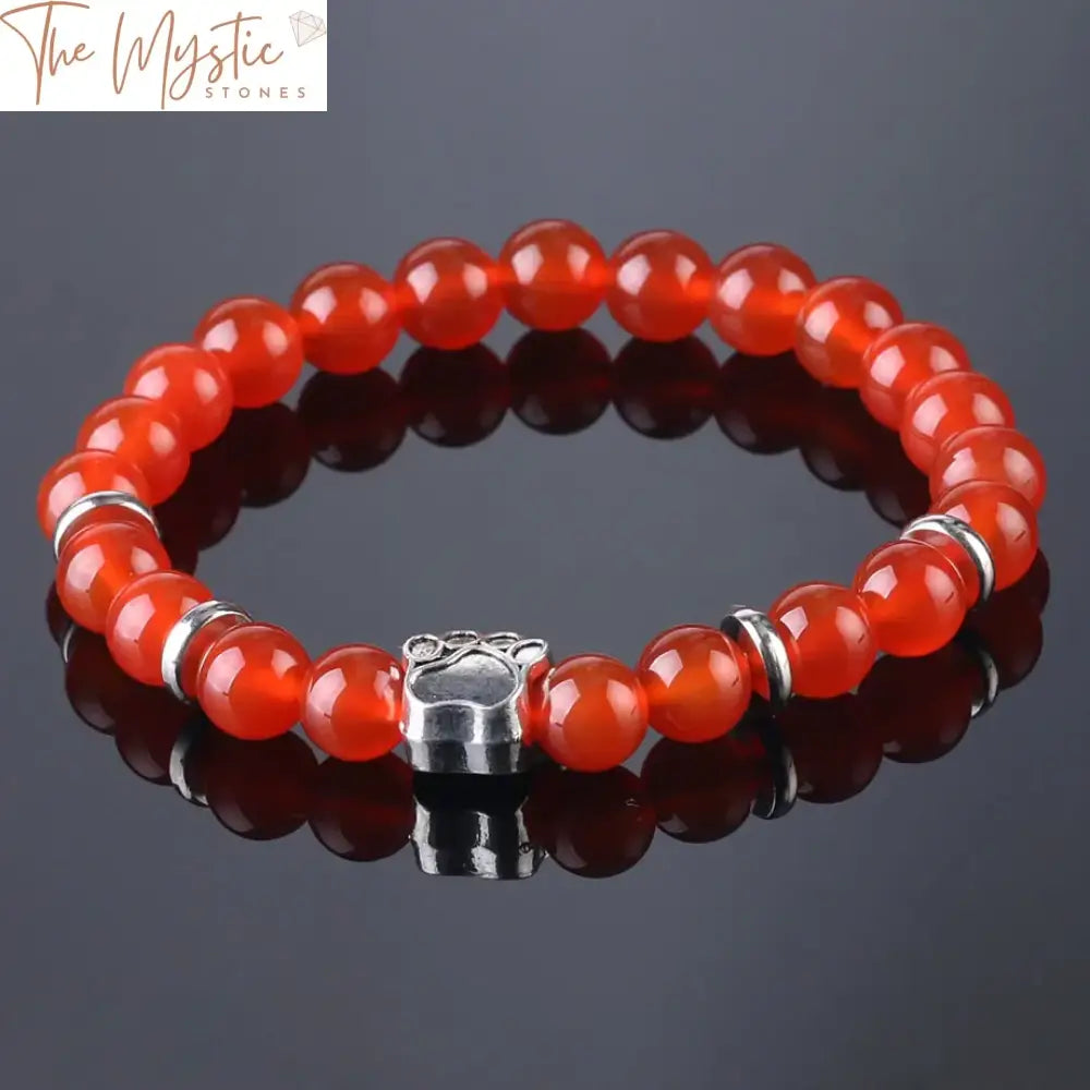 Natural Stone Bear Paw Mala Bracelet