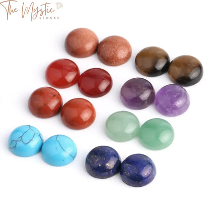 Natural Stone Cabochon Round Beads 7Mm-12Mm