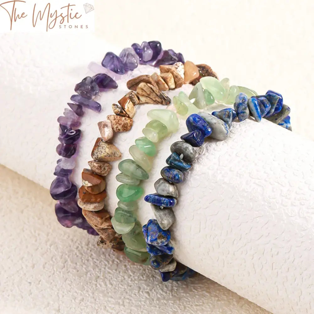 Natural Stone Chip Bead Bracelet