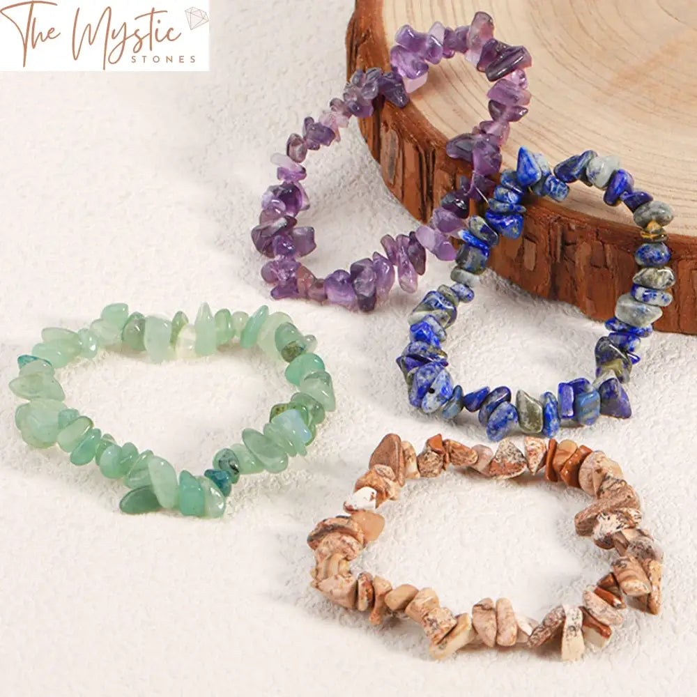 Natural Stone Chip Bead Bracelet