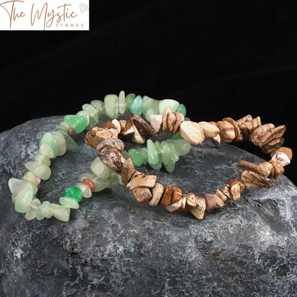 Natural Stone Chip Bead Bracelet