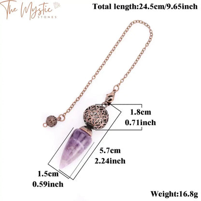 Natural Stone Cone Pendulum With Hollow Flower Charm