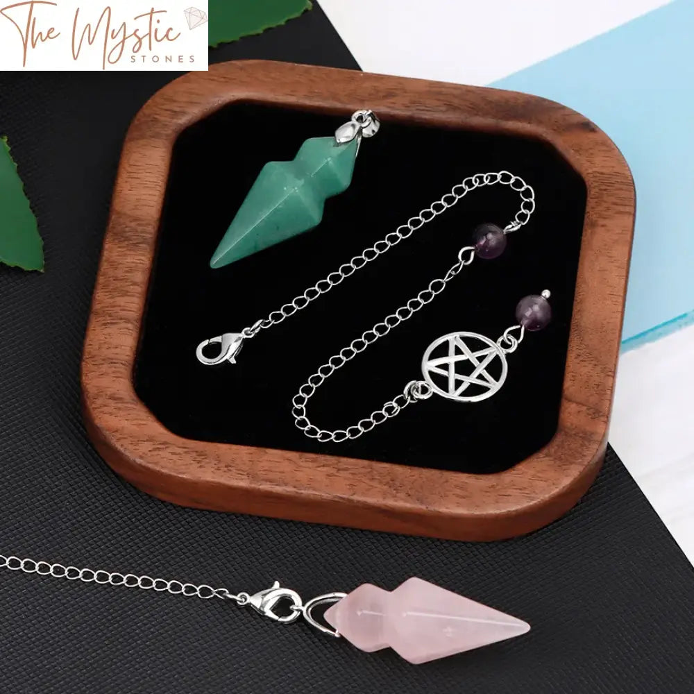 Natural Stone Divination Pendulum - Pink Quartz