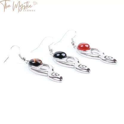 Natural Stone Drop Earrings - Quartz Tiger Eye Onyx & Aventurine Beads