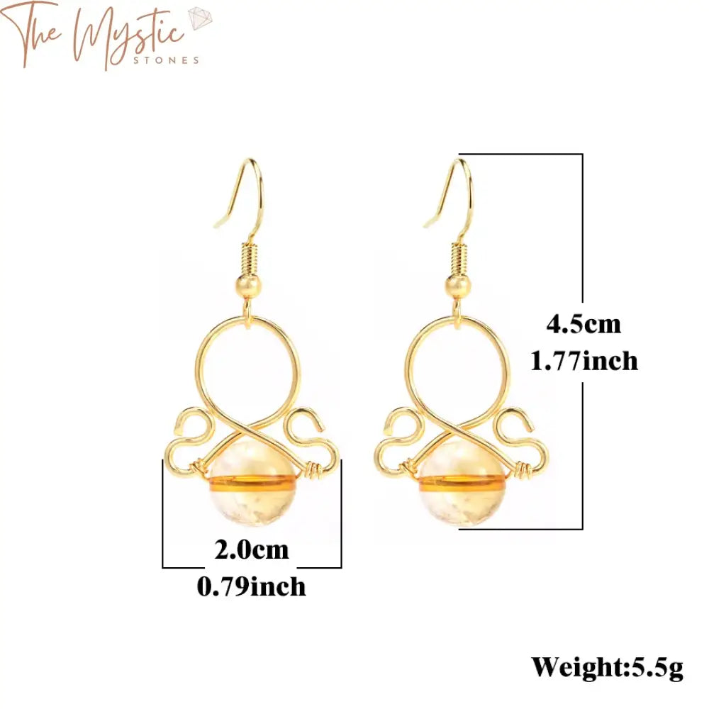 Natural Stone Drop Earrings With Gold Hoops