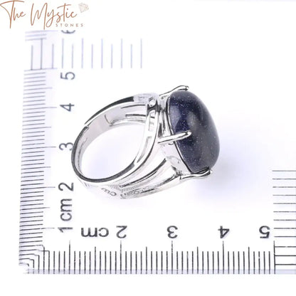 Natural Stone Egg-Shaped Adjustable Ring