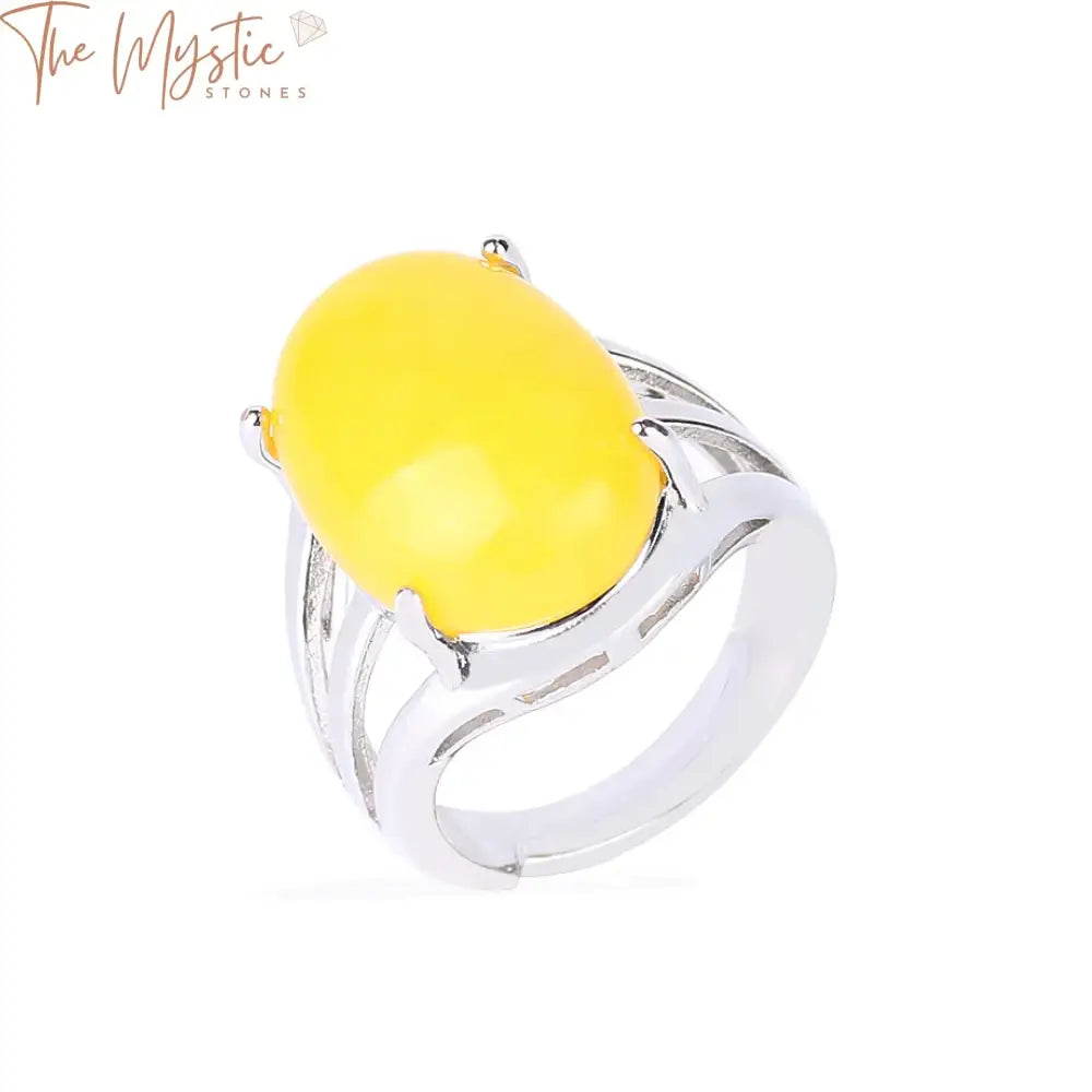 Natural Stone Egg-Shaped Adjustable Ring