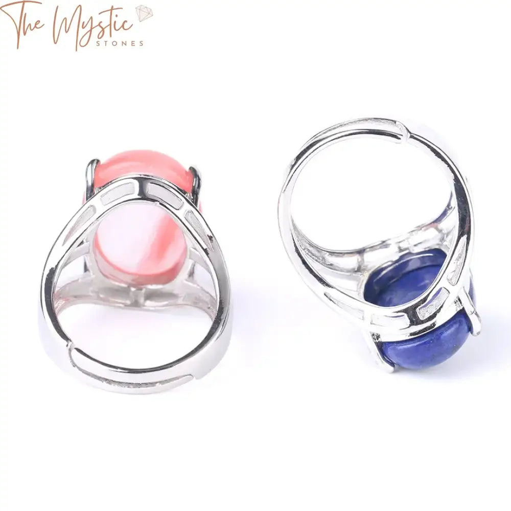 Natural Stone Egg-Shaped Adjustable Ring