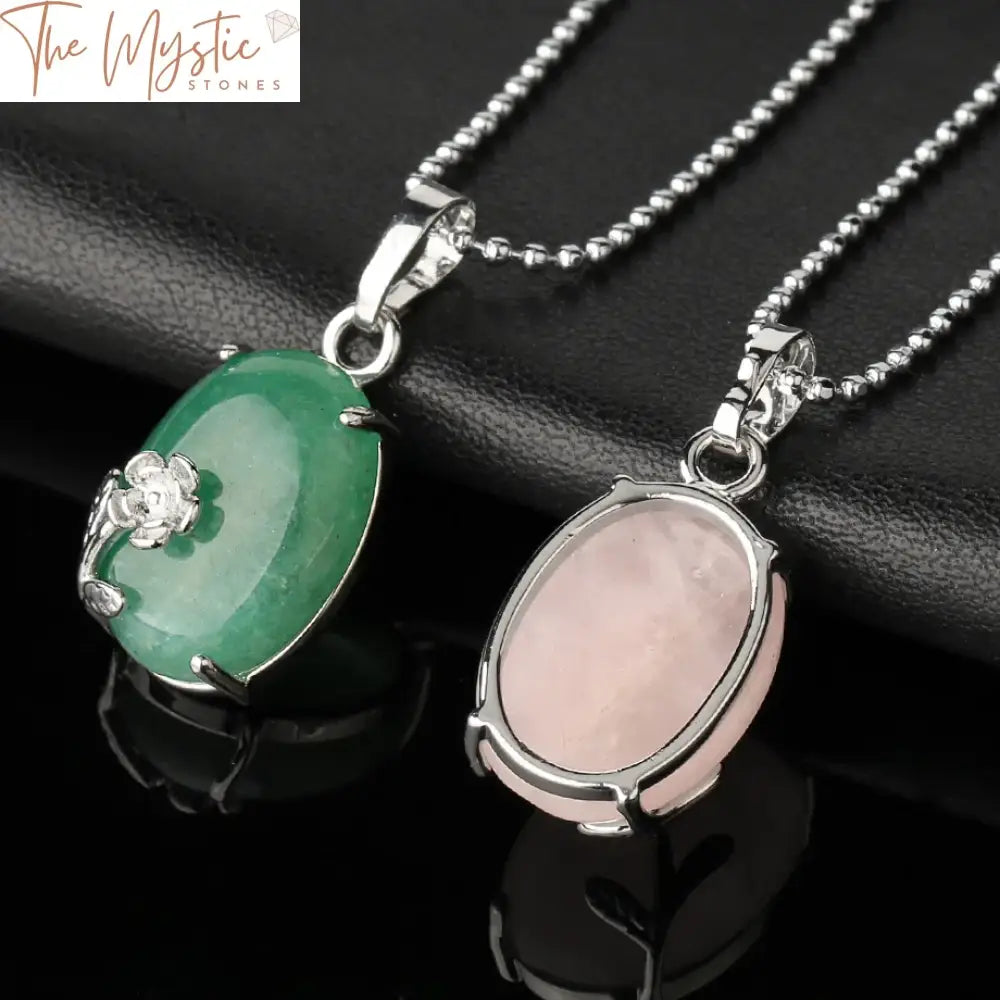 Natural Stone Egg-Shaped Pendant Necklace