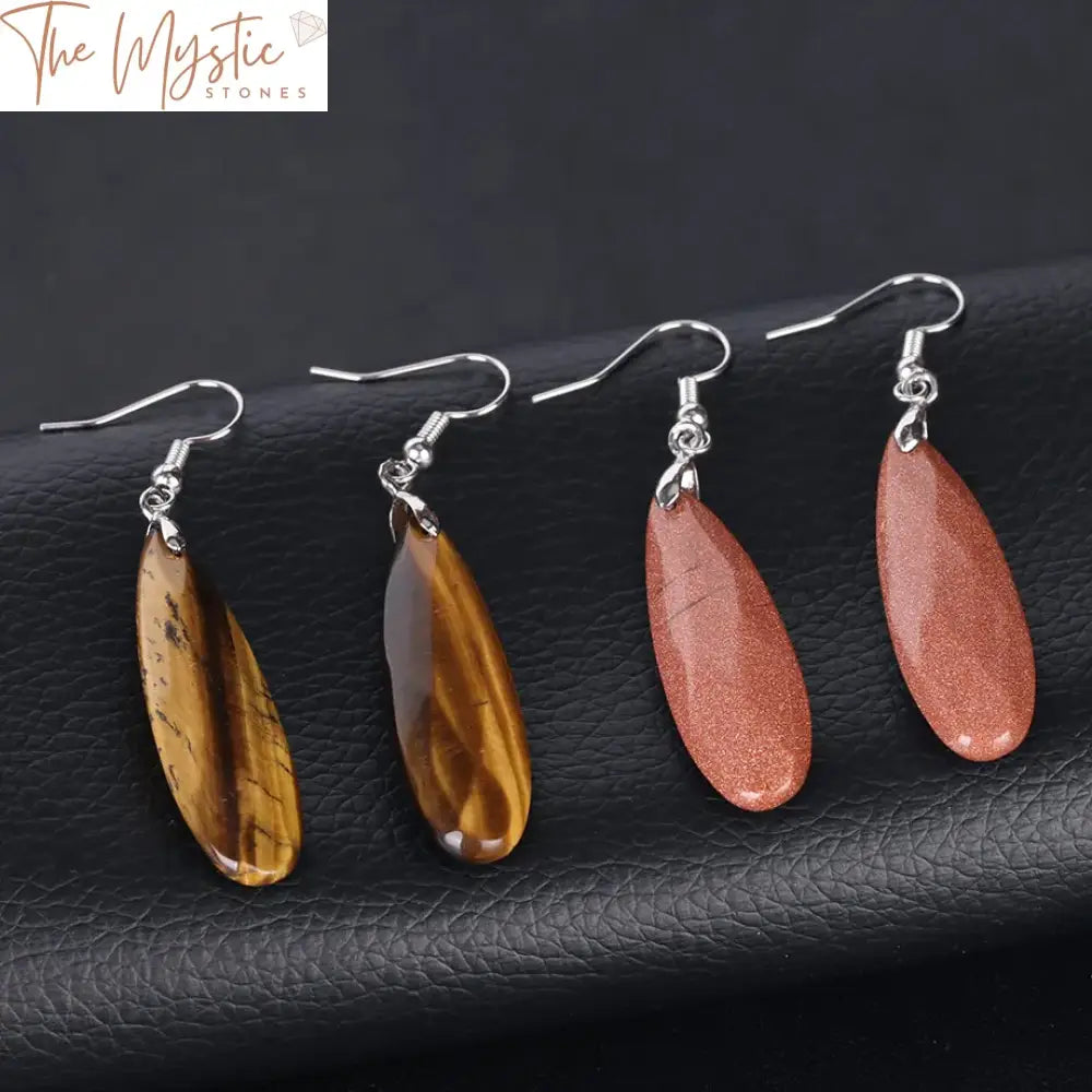 Natural Stone Geometric Drop Earrings