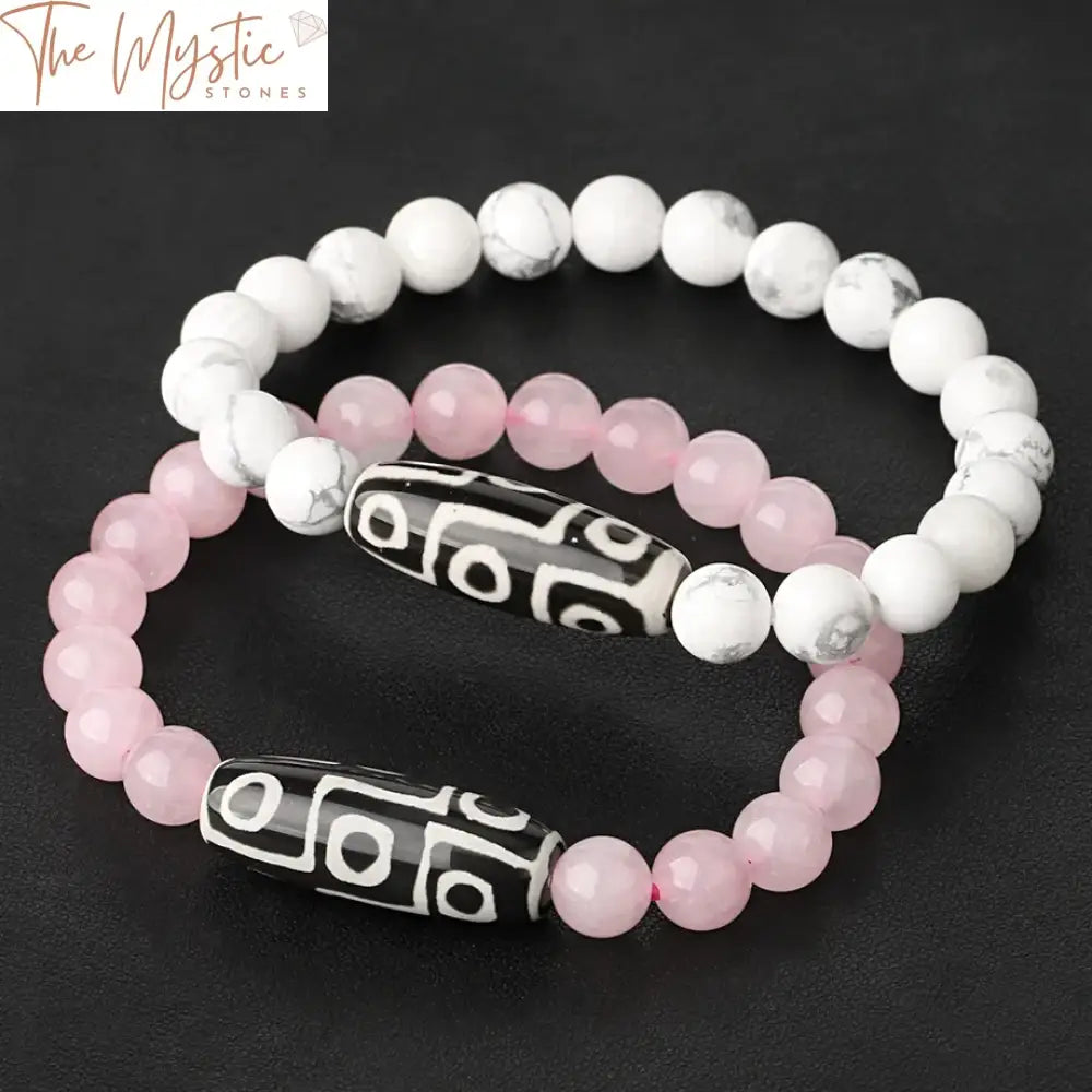 Natural Stone Healing Bracelet With Lava Beads And Pink Quartz