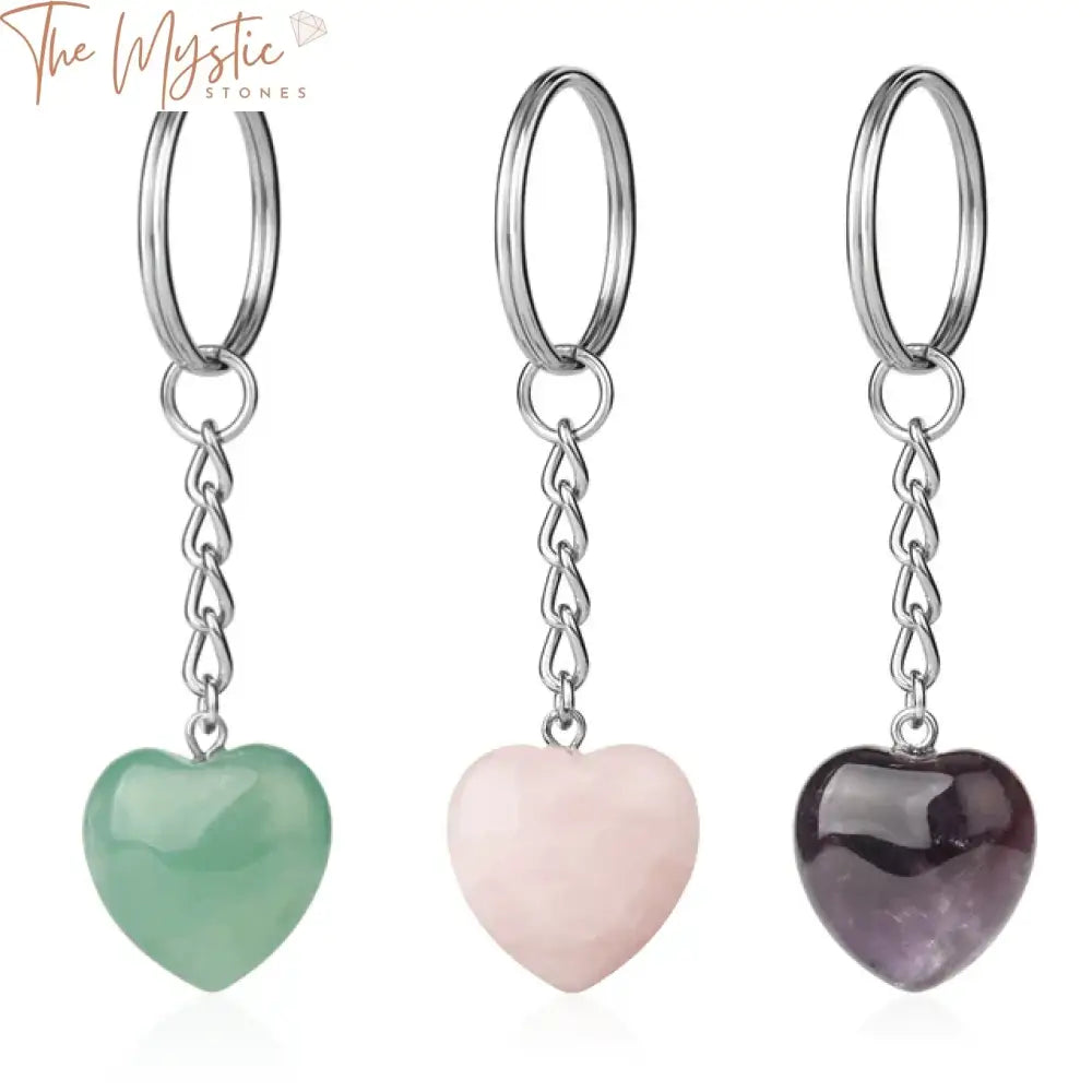 Natural Stone Heart Keychain