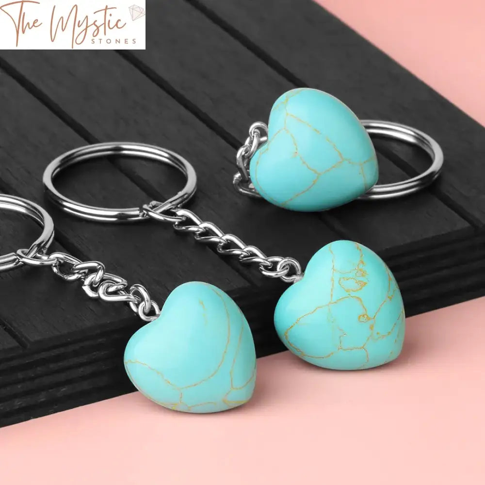 Natural Stone Heart Keychain