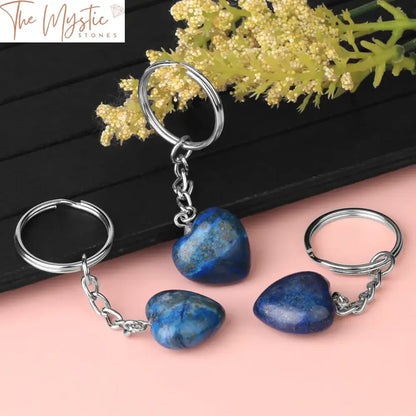 Natural Stone Heart Keychain