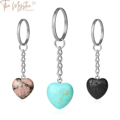 Natural Stone Heart Keychain