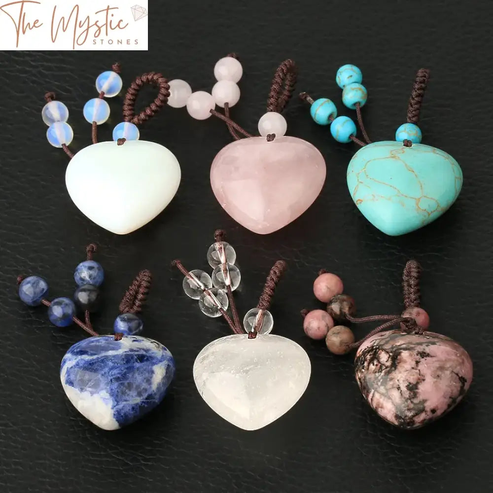 Natural Stone Heart Pendant Necklace