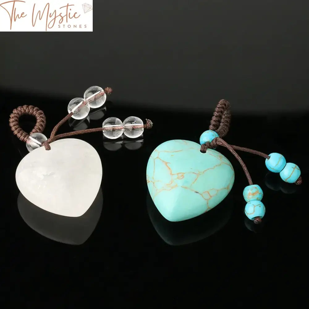 Natural Stone Heart Pendant Necklace