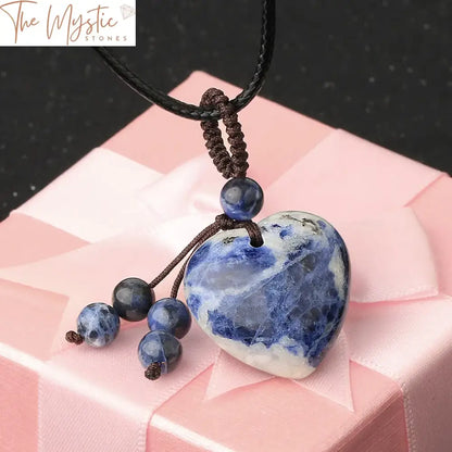 Natural Stone Heart Pendant Necklace