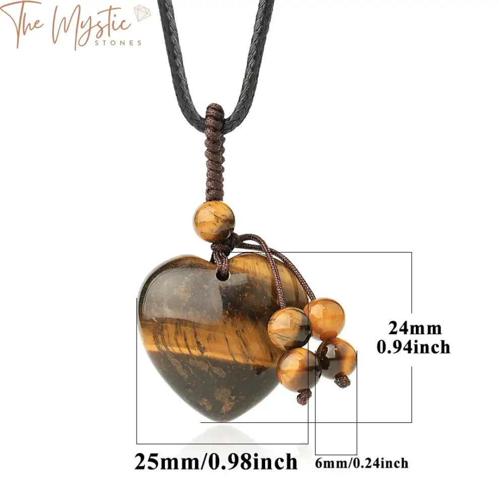 Natural Stone Heart Pendant Necklace